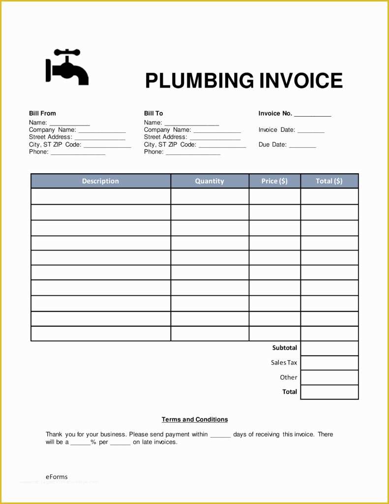 Free Plumbing Templates Of Plumbing Invoice Sample Invoice Template Ideas