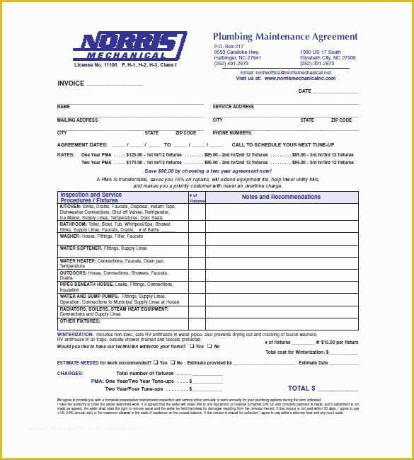 Free Plumbing Templates Of Plumbing Invoice Template 8 Free Word Excel Pdf