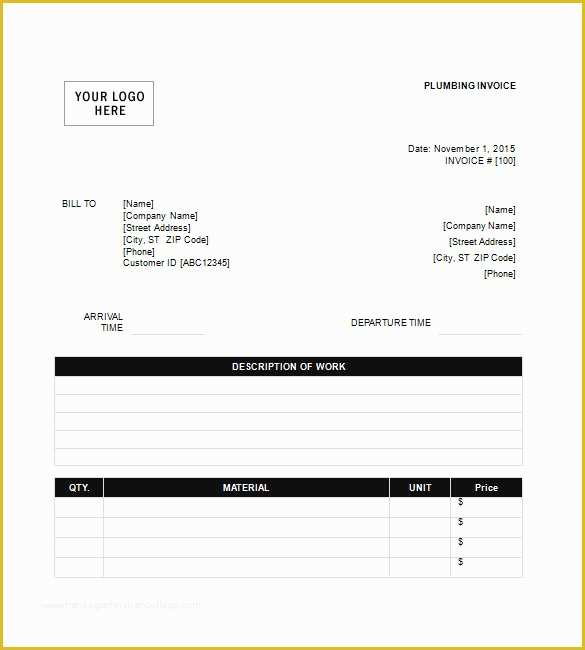 Free Plumbing Templates Of Plumbing Invoice Template 8 Free Word Excel Pdf