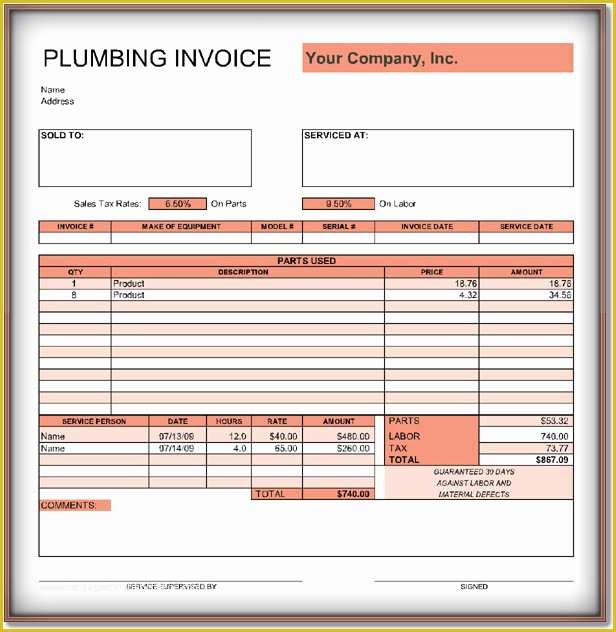 Free Plumbing Templates Of Plumbing Invoice Template – 9 Free Templates In Word Pdf