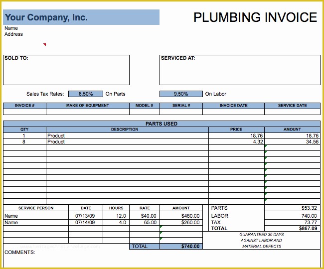 Free Plumbing Templates Of Plumbing Invoice Template – Free Invoice Templates