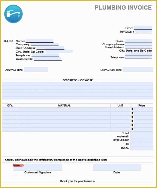 Free Plumbing Templates Of Plumbing Invoice Template