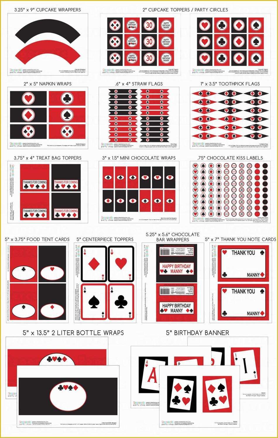 Free Poker Chip Template Of Casino Night Poker theme Large Birthday Party Package