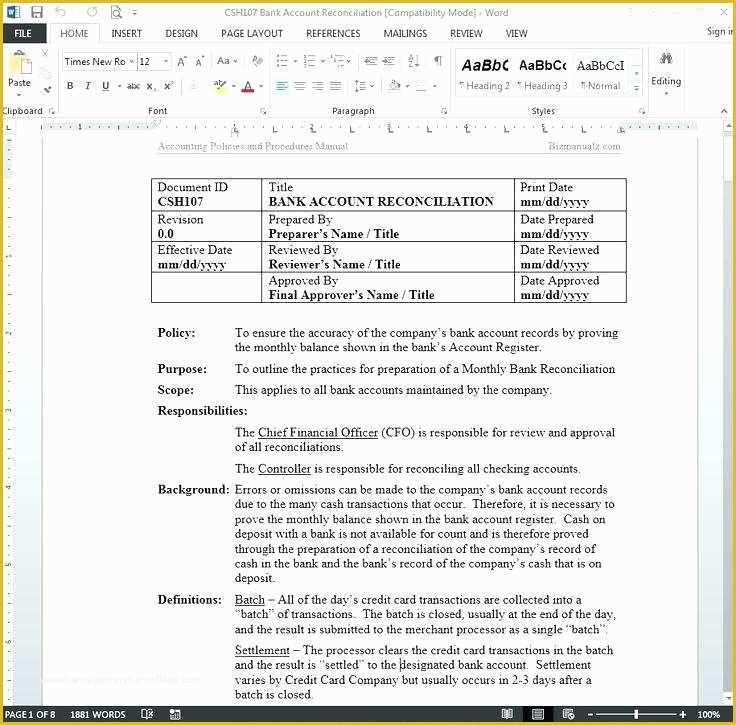 Free Policy and Procedure Manual Template Of Accounting Manual Template Free – Ddmoon