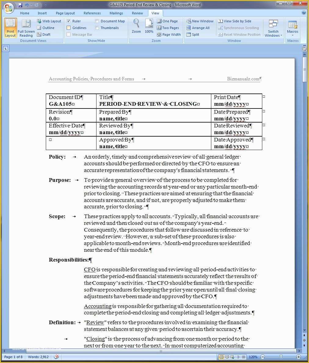 Free Policy and Procedure Manual Template Of Accounting Policies and Procedures Manual Template Canada