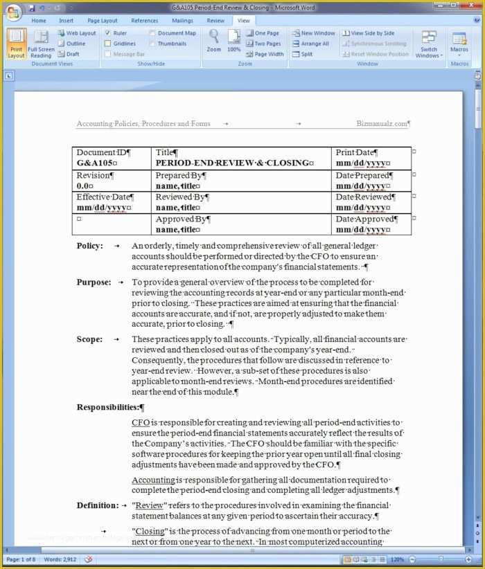 Free Policy and Procedure Manual Template Of Accounting Standard Operating Procedure Template