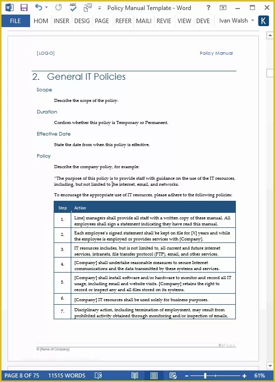 Free Policy and Procedure Manual Template Of Download Policy & Procedures Manual Templates Ms Word 68