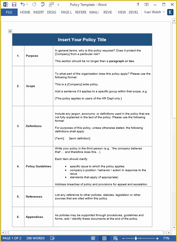 Free Policy and Procedure Manual Template Of Download Policy & Procedures Manual Templates Ms Word 68