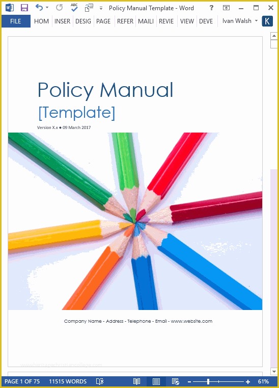 Free Policy and Procedure Manual Template Of Download Policy & Procedures Manual Templates Ms Word 68
