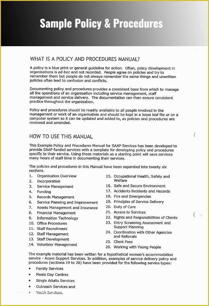 Free Policy and Procedure Manual Template Of How to Write Policies and Procedures Examples