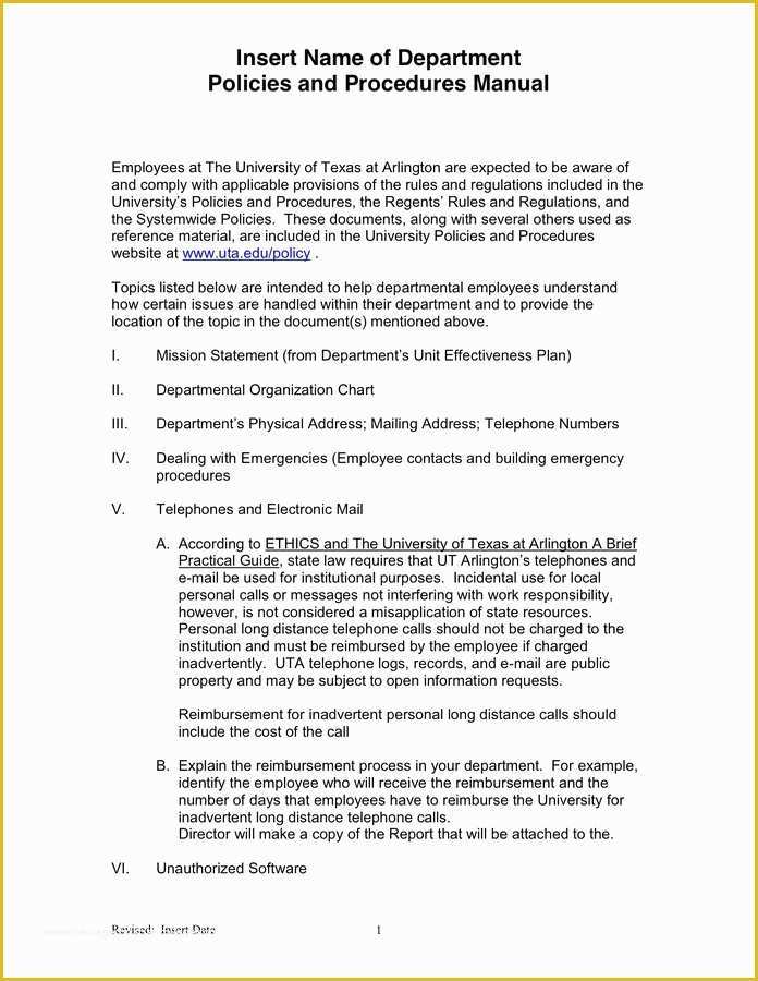 Free Policy and Procedure Manual Template Of Policies and Procedures Template