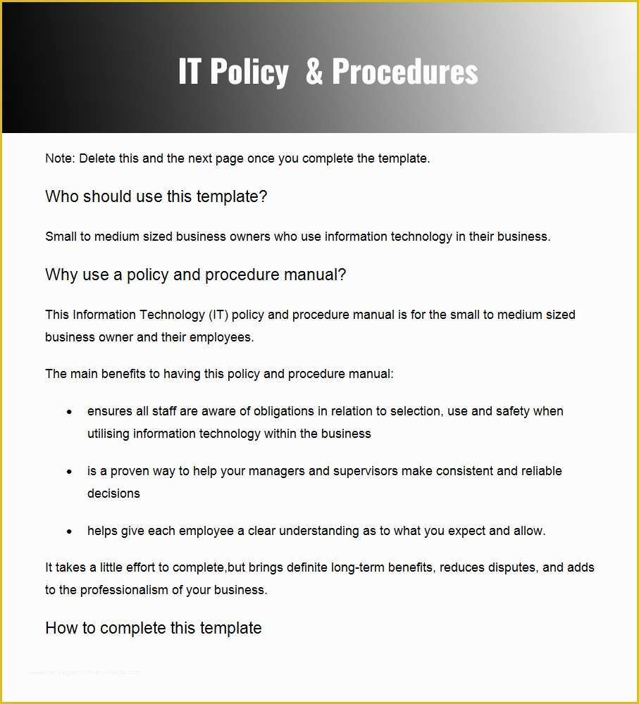 Free Policy and Procedure Manual Template Of Policies and Procedures Template