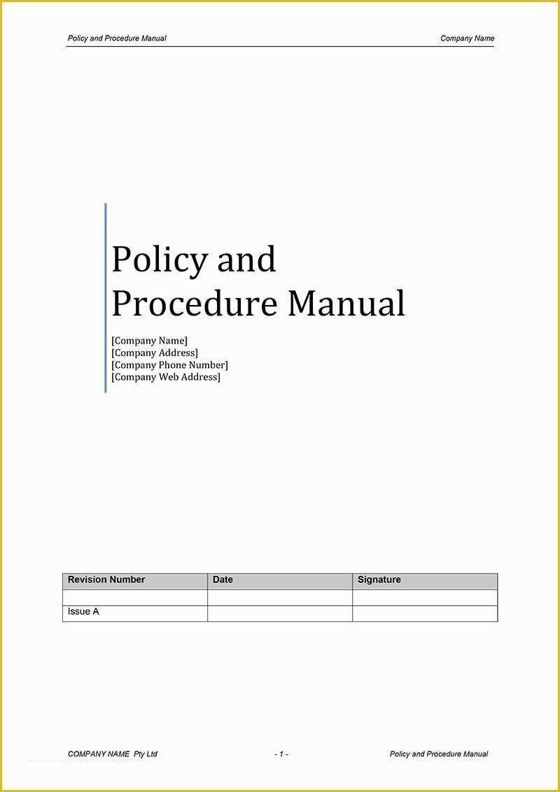 Free Policy and Procedure Manual Template Of Procedure Manual Template