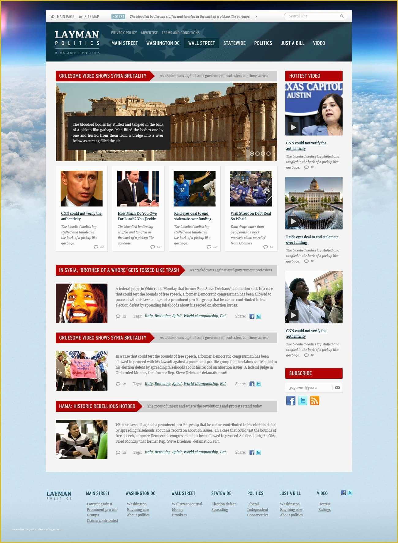Free Political Website Templates Of Layman Politics News and Politics Free Psd Website
