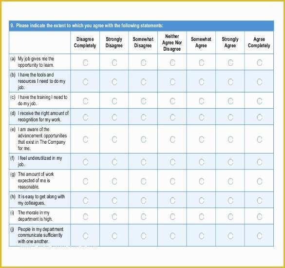 Free Poll Template Of Printable Pdf Doc Employee Satisfaction Survey Detailed