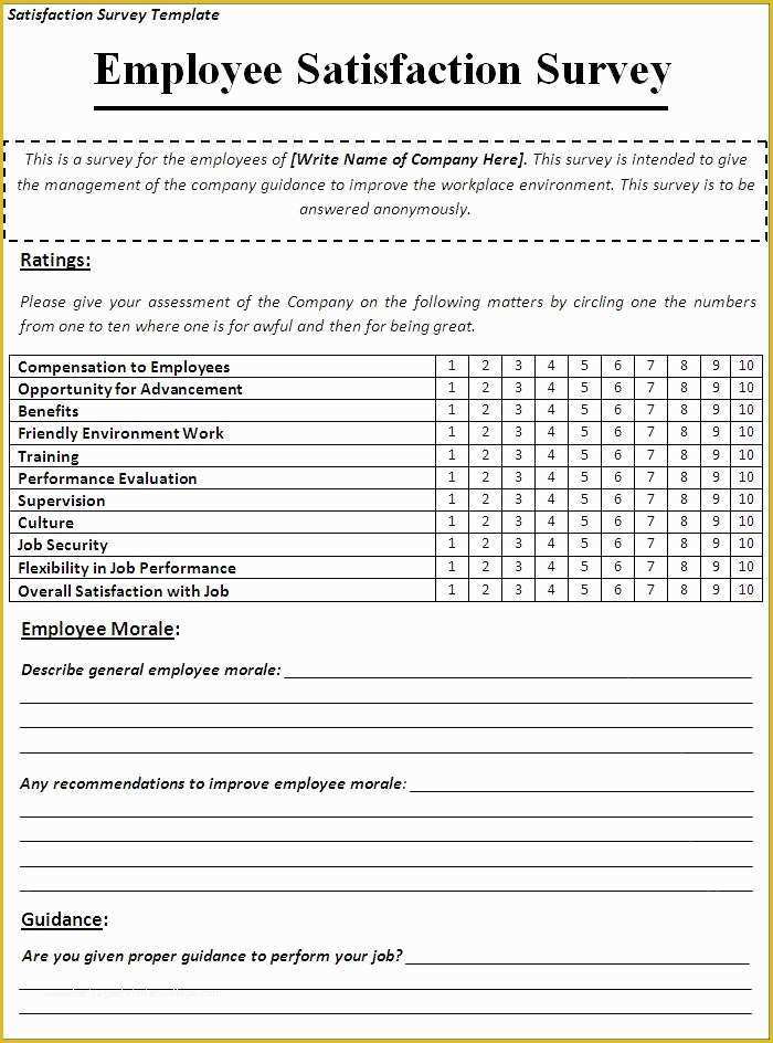 Free Poll Template Of Satisfaction Survey Template