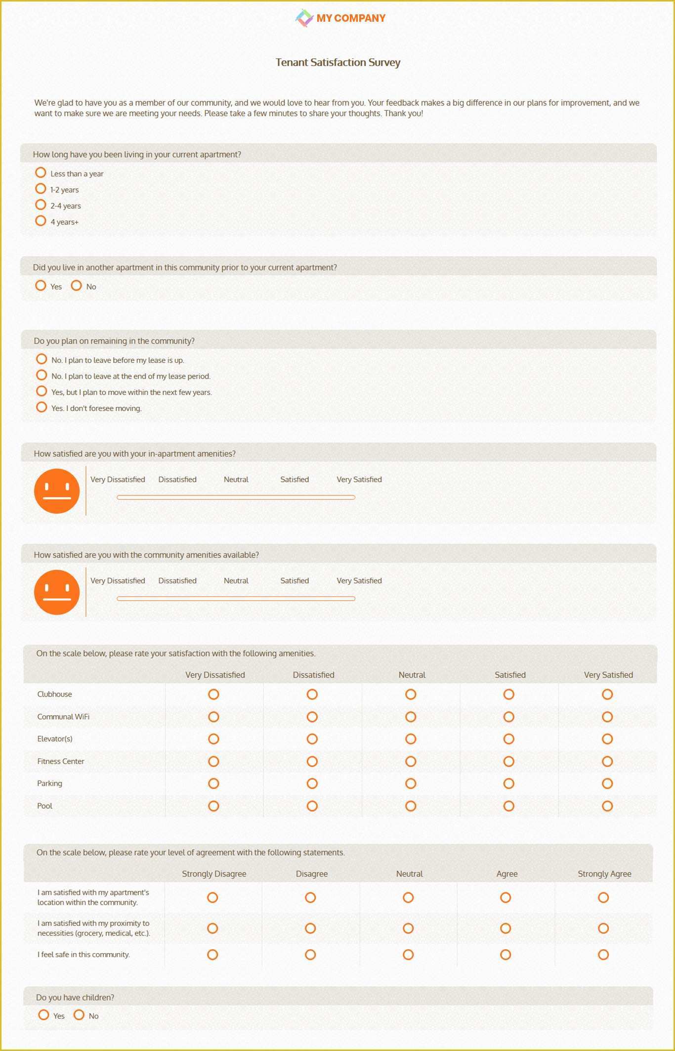 Free Poll Template Of Tenant Satisfaction Survey Template [38 Questions