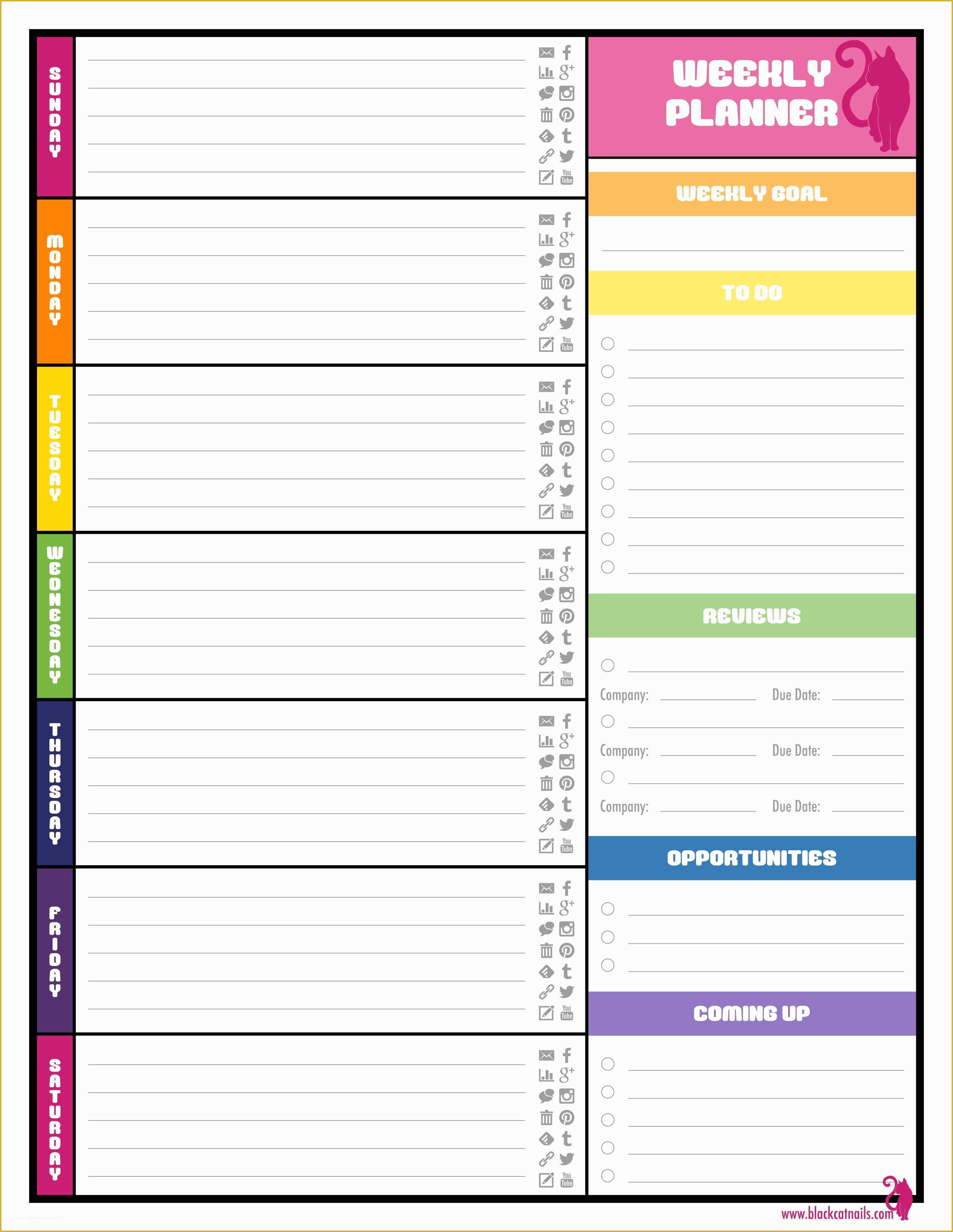 Free Poll Template Of Weekly Planner Template