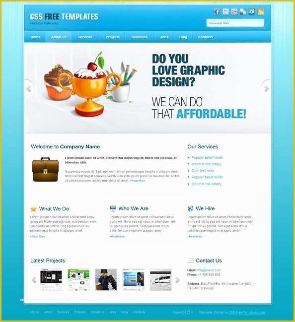 Free Portfolio Website Templates HTML Of Free Portfolio Website Css Template In Blue Color Scheme