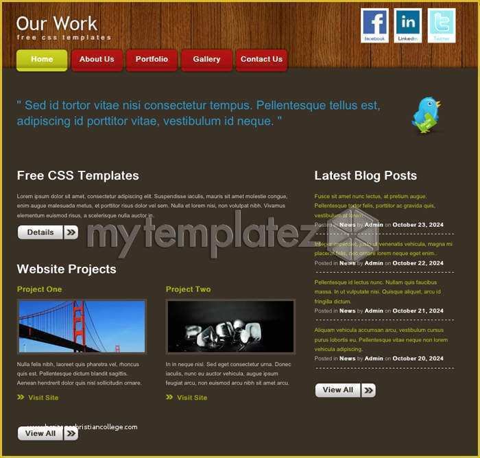 Free Portfolio Website Templates HTML Of Free Templates Css Templates Portfolio Our Work