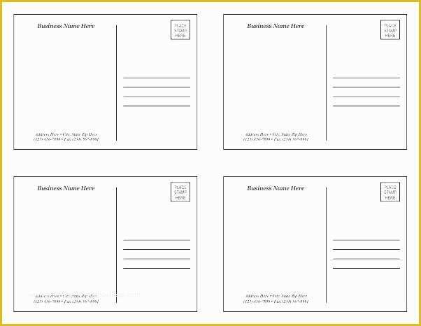 Free Postcard Templates for Mac Of Postcard Template 4 Per Page by 6 to A Templates