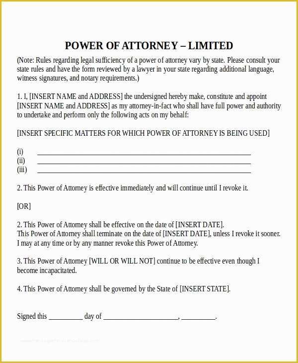 Free Power Of attorney form Template Of 15 Power Of attorney Templates Free Sample Example