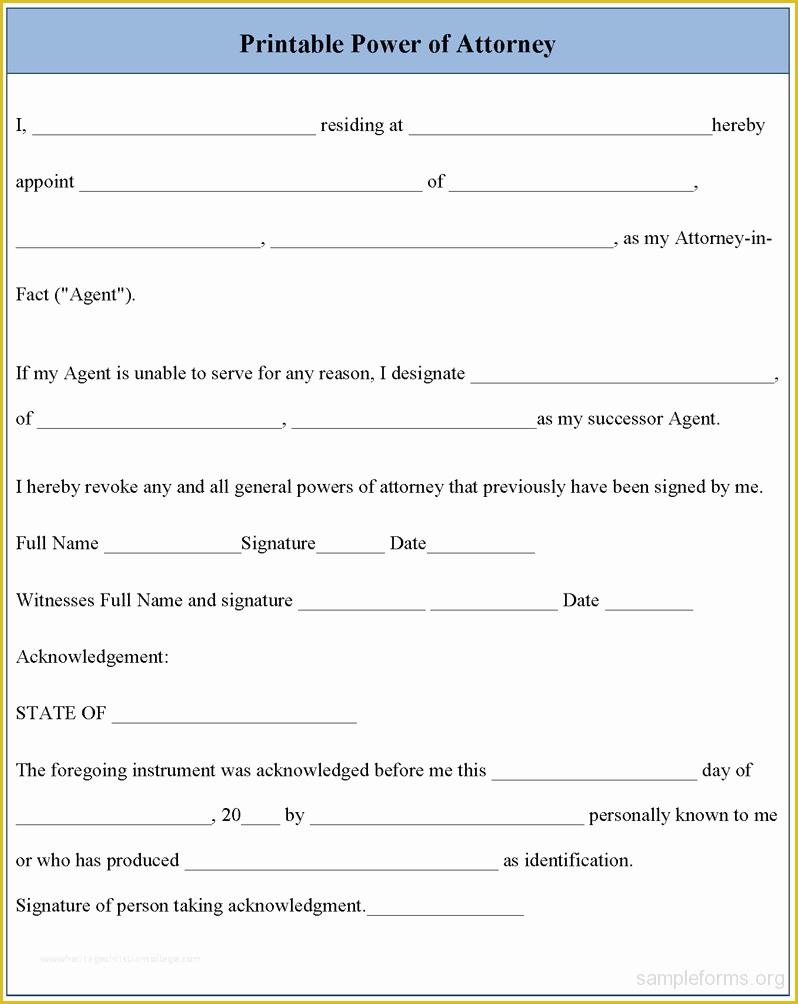 Free Power Of attorney form Template Of Free Printable Power attorney Template