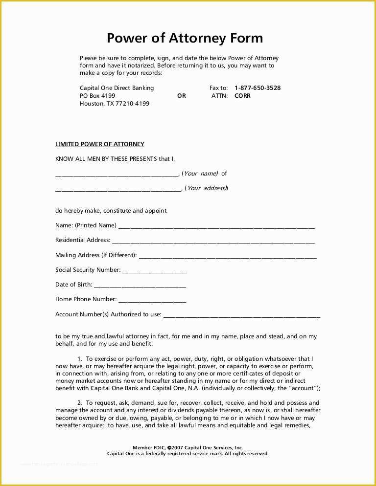 Free Power Of attorney form Template Of Power Of attorney form