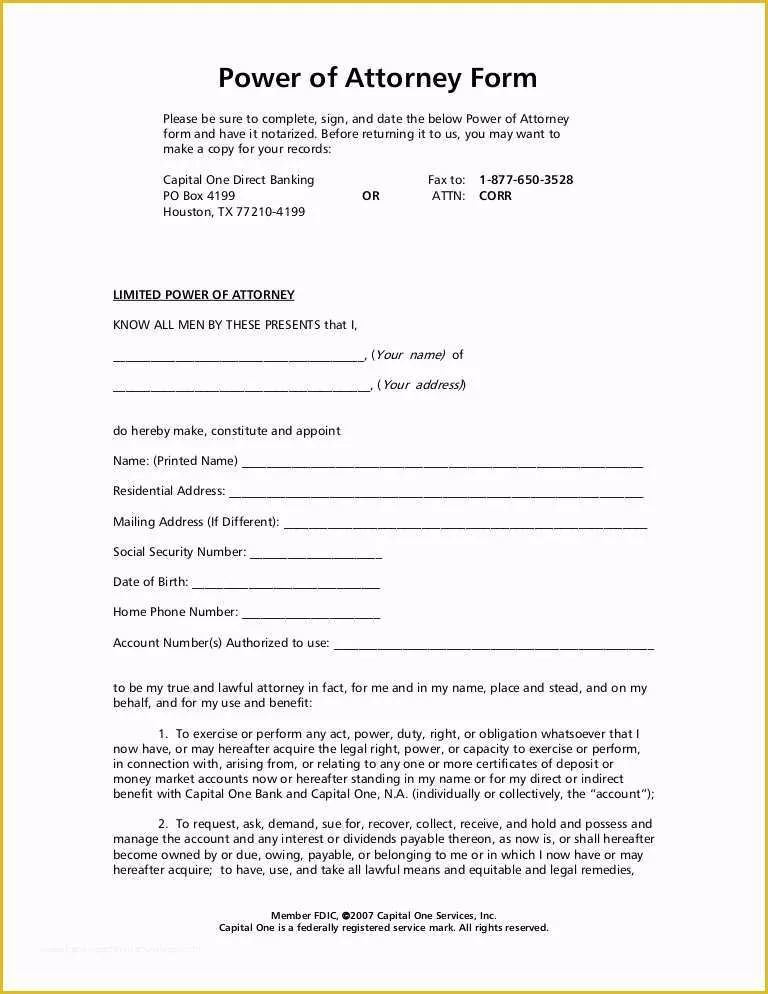 Free Power Of attorney form Template Of Power Of attorney form