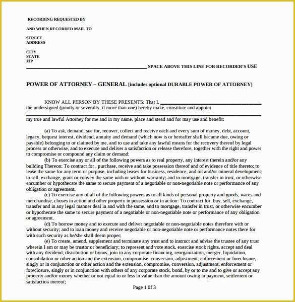 Free Power Of attorney Template California Of 8 Blank Power Of attorney forms – Samples Examples