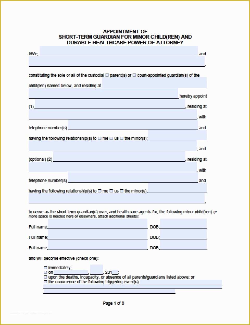 Free Power Of attorney Template California Of California Minor Child Power Of attorney form Power Of