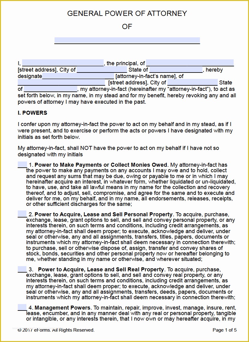 Free Power Of attorney Template California Of Free Printable General Power Of attorney forms
