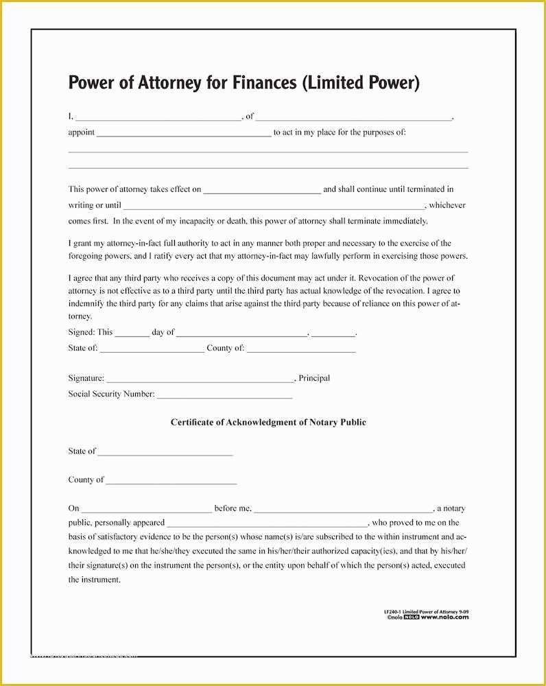 Free Power Of attorney Template California Of Limited Power Of attorney forms and Instructions