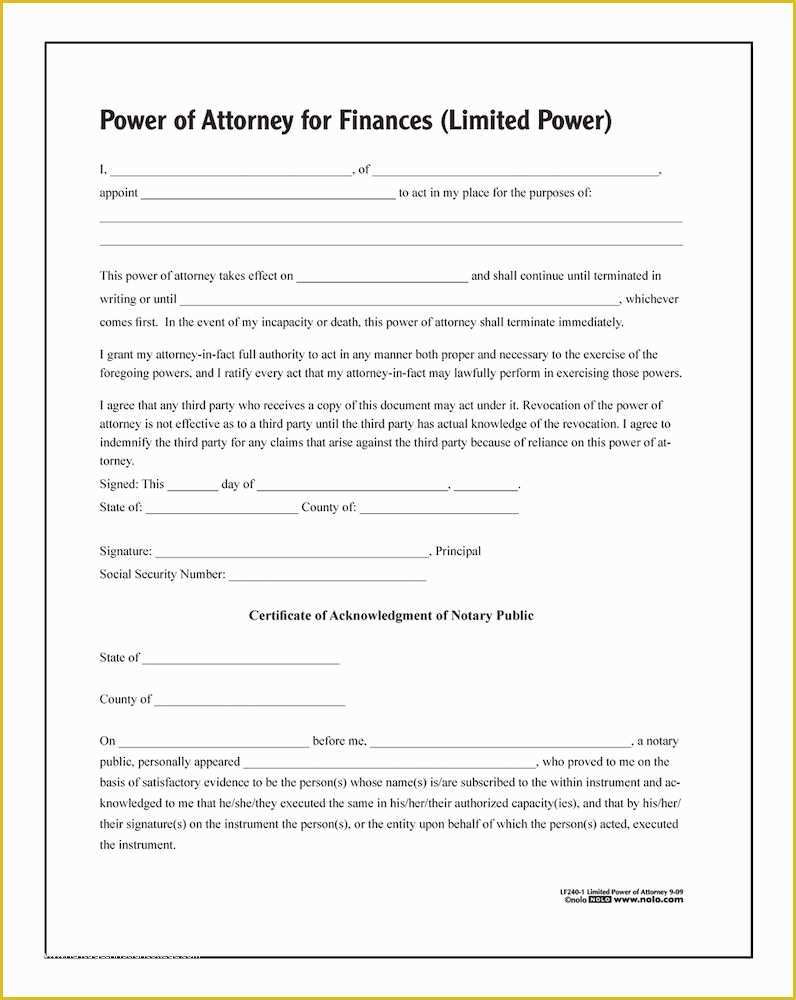 Free Power Of attorney Template California Of Free Limited Power Of