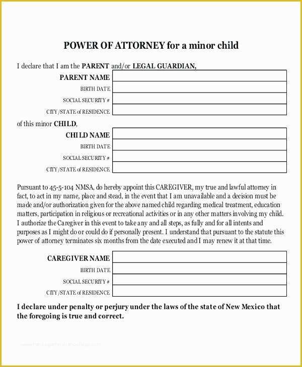 Free Power Of attorney Template California Of Standard Limited Power attorney form Download Sample