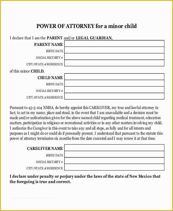 Free Power Of attorney Template Of 15 Power Of attorney Templates Free Sample Example