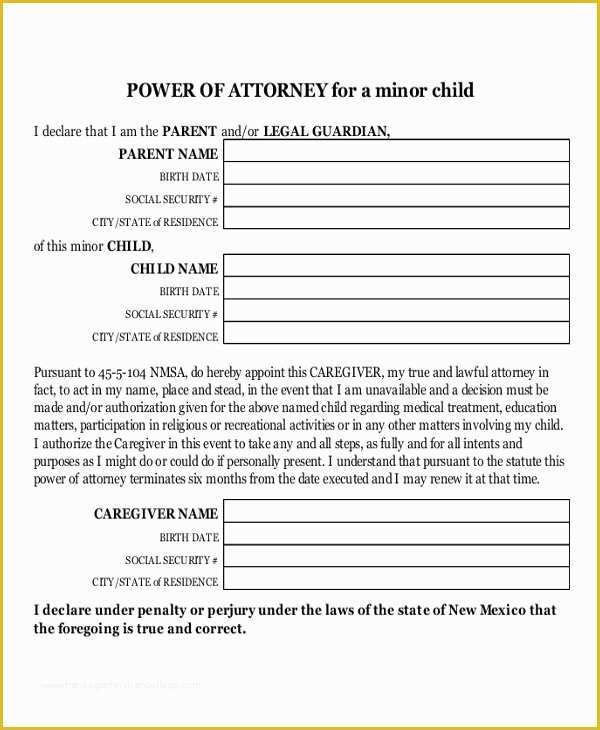 Free Power Of attorney Template Of 15 Power Of attorney Templates Free Sample Example