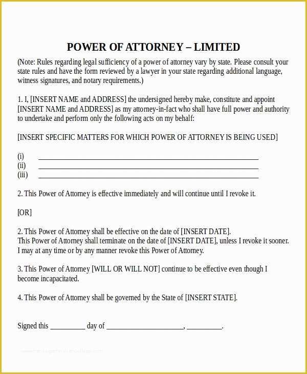 Free Power Of attorney Template Of 15 Power Of attorney Templates Free Sample Example