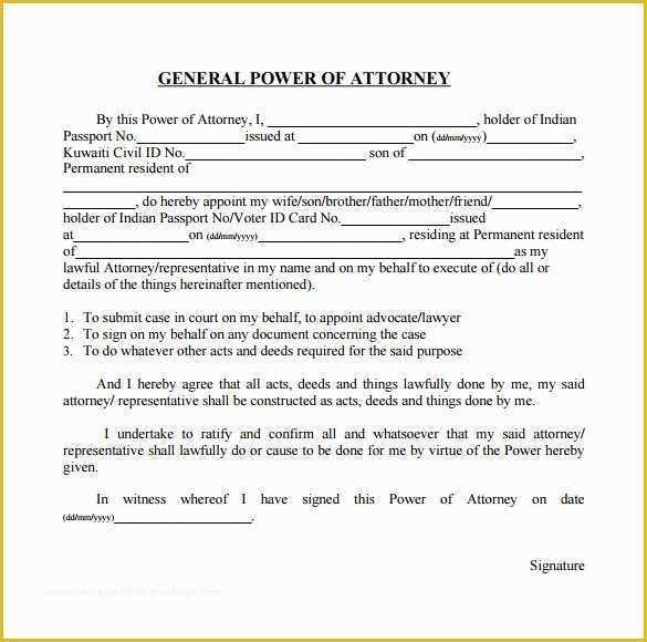 Free Power Of attorney Template Of 7 General Power Of attorney forms – Samples Examples