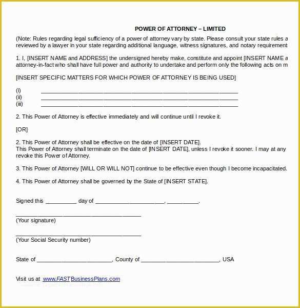 Free Power Of attorney Template Of Power Of attorney Templates – 10 Free Word Pdf Documents