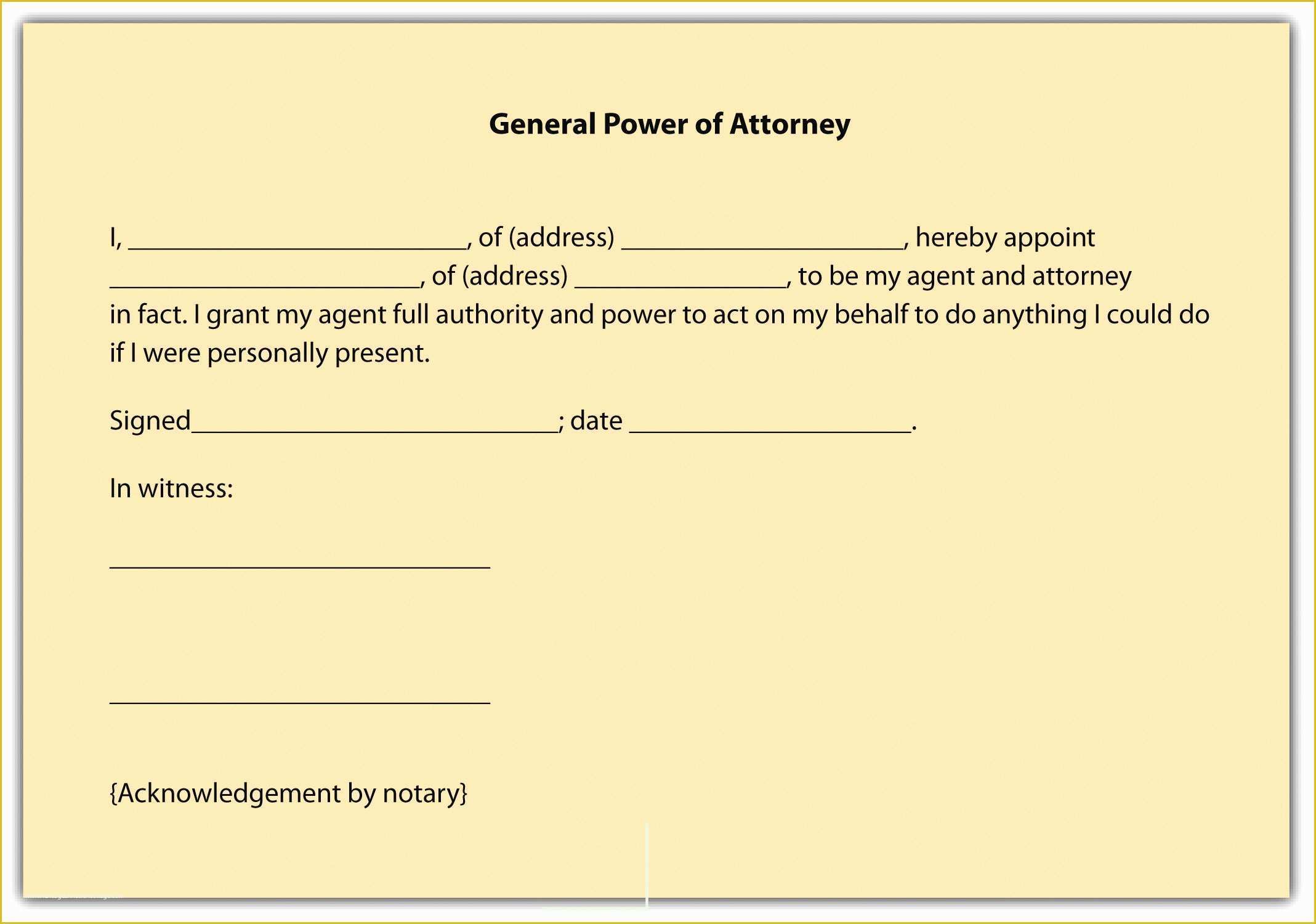 Free Power Of attorney Template Of Relationships Between Principal and Agent