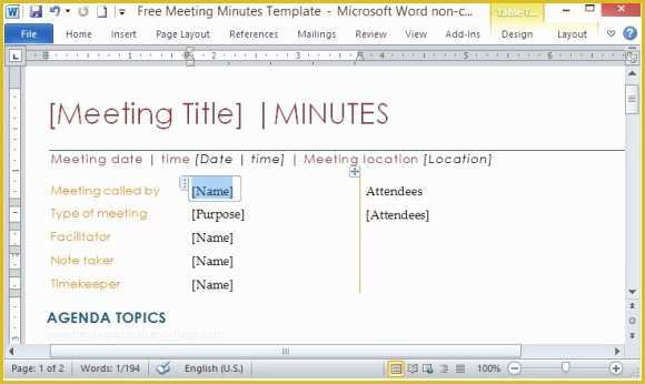 Free Powerpoint Templates for Conference Presentations Of Free Meeting Minutes Template for Word