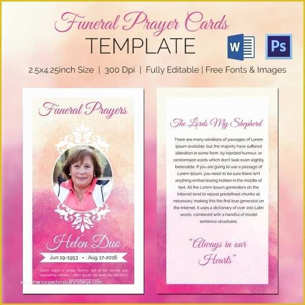Free Prayer Card Template for Word Of Funeral Prayer Cards Templates Free Download 40 High