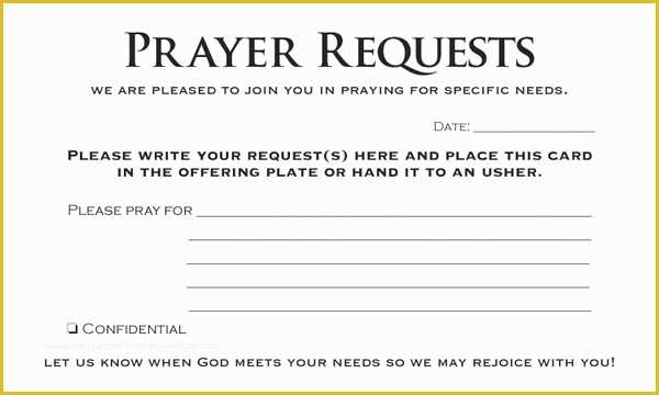 Free Prayer Card Template for Word Of Prayer Request Card Pack Of 50
