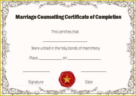 Free Premarital Counseling Certificate Of Completion Template Of Certificate Of Pletion 22 Templates In Word format