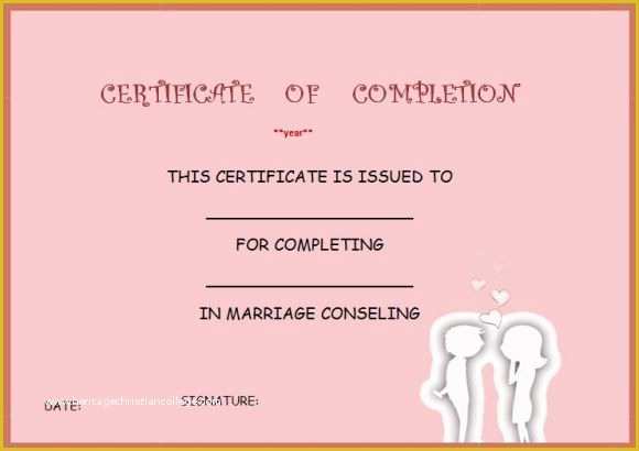Free Premarital Counseling Certificate Of Completion Template Of Certificate Of Pletion Template 55 Word Templates