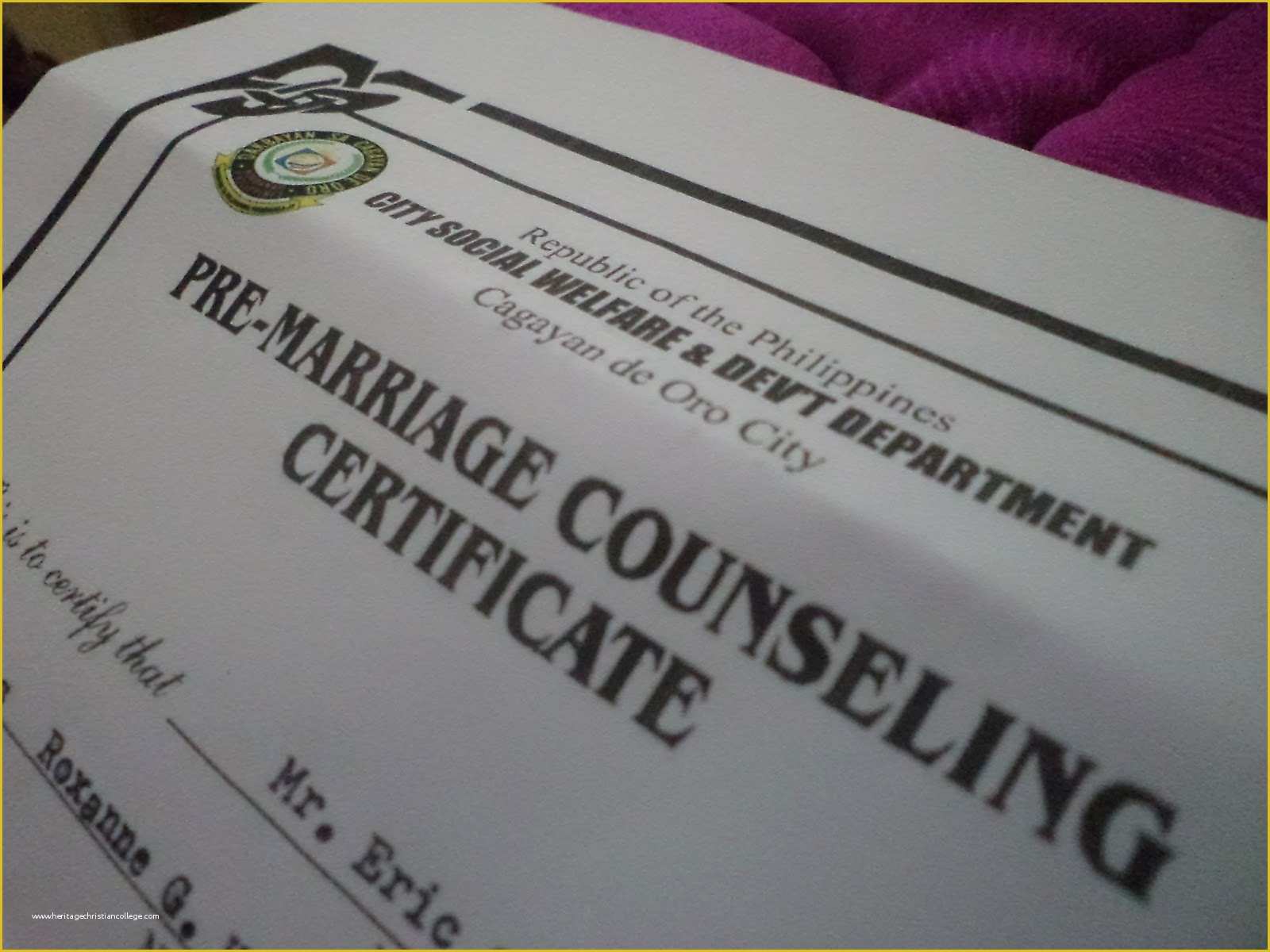 Free Premarital Counseling Certificate Of Completion Template Of Pre Marriage Counseling Certificate Related Keywords Pre