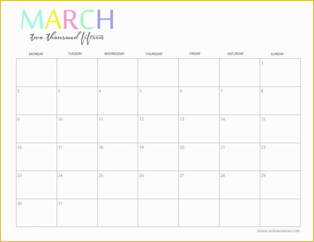 Free Preschool Calendar Templates 2018 Of Blank Monthly Calendar Template Professional Free