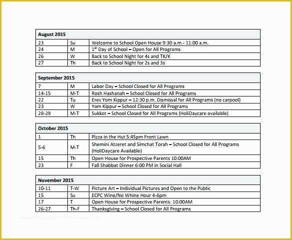 Free Preschool Calendar Templates 2018 Of Preschool Calendar Template Schedule Free Templates 2016