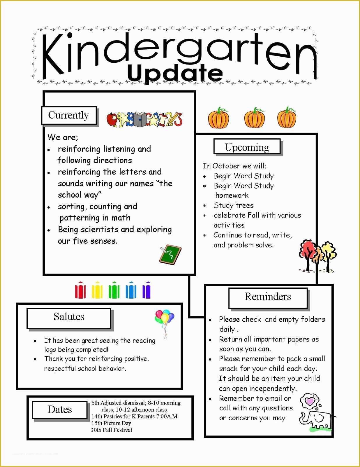 Free Preschool Newsletter Templates Of Kindergarten Newsletter Templates for Free